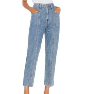 GRLFRND x LPA Marisol Seamed Jean Tapered Leg Vintage Blue Wash Denim Size 28